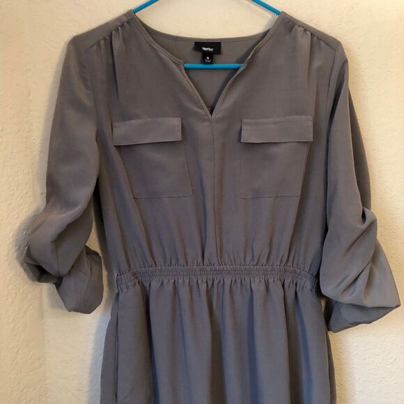 Mossimo Women's Utility Shirt Dress Size Small Olive Green Pockets Long Sleeves - Picture 3 of 10